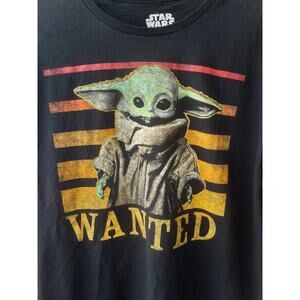 Star Wars The Mandalorian T Shirt Black Wanted Grogu Baby Yoda Mens Size L